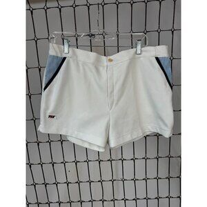 Vintage 80s TES Tennis Shorts Mens White With Blue & Black Accents